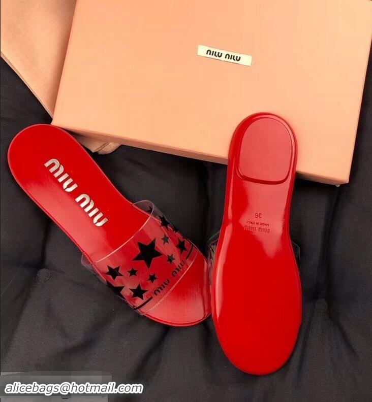 Best Imitation Miu Miu Stars PVC Slides MM9326 Red 2019