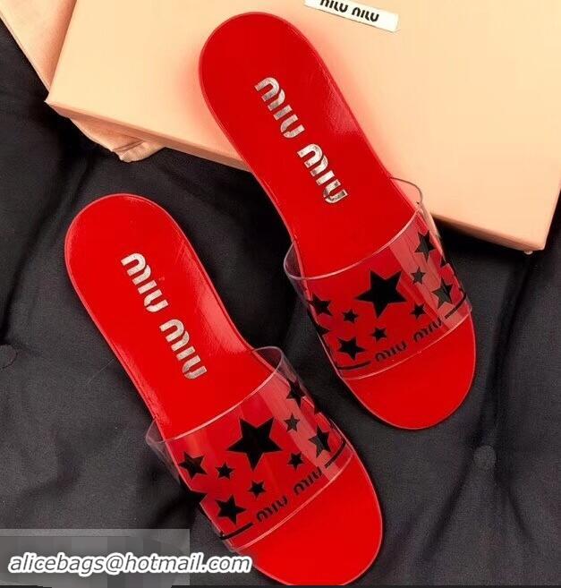 Best Imitation Miu Miu Stars PVC Slides MM9326 Red 2019