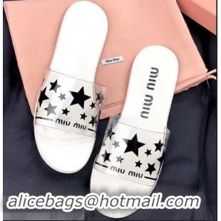 Best Cheap Miu Miu Stars PVC Slides MM9326 White 2019