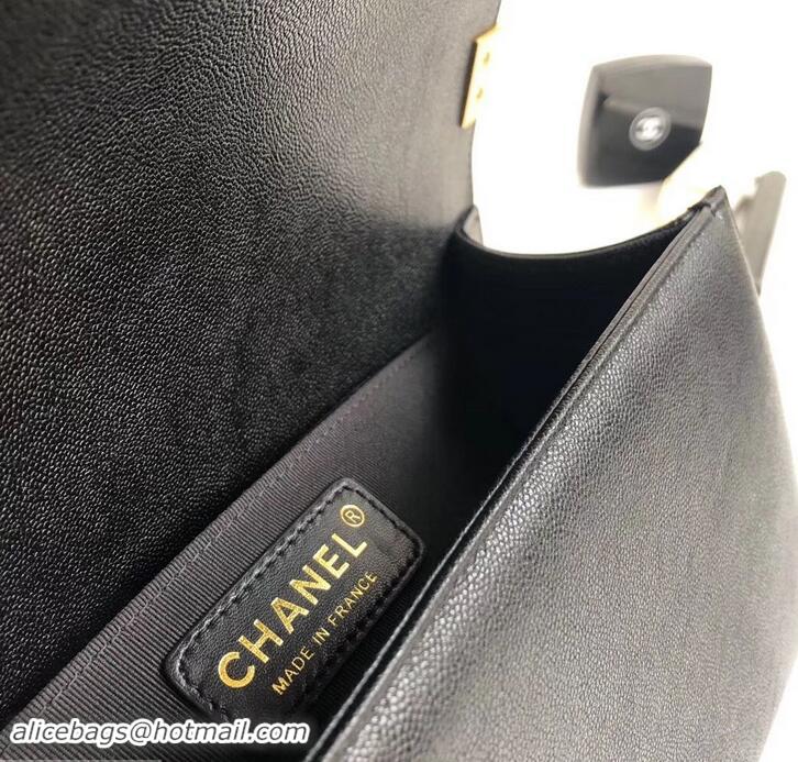 Most Popular Chanel Caviar Leather Boy Flap Medium Bag AP03622 Black/Gold 2019