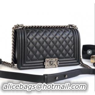 Super Quality Chanel Caviar Leather Boy Flap Medium Bag AP03622 Black/Silver 2019