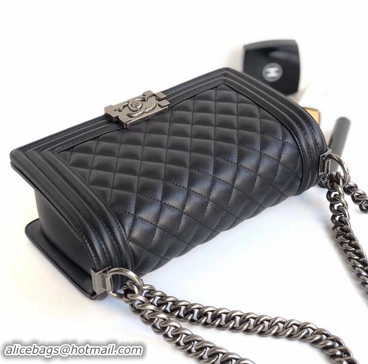 Super Quality Chanel Caviar Leather Boy Flap Medium Bag AP03622 Black/Silver 2019