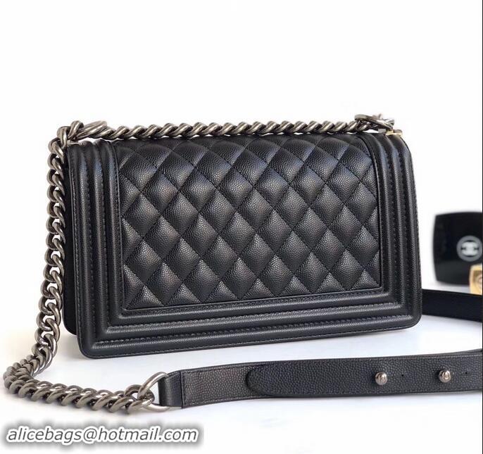 Super Quality Chanel Caviar Leather Boy Flap Medium Bag AP03622 Black/Silver 2019