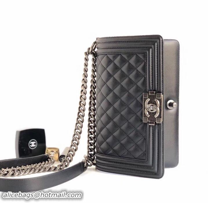 Super Quality Chanel Caviar Leather Boy Flap Medium Bag AP03622 Black/Silver 2019