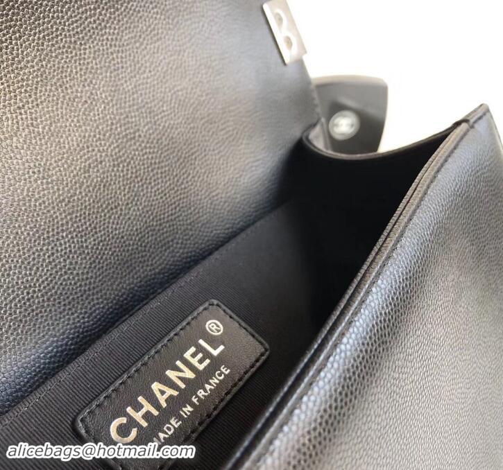 Super Quality Chanel Caviar Leather Boy Flap Medium Bag AP03622 Black/Silver 2019