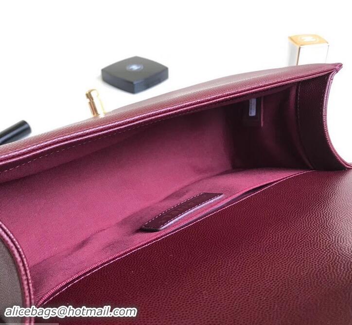 Classic Practical Chanel Caviar Leather Boy Flap Medium Bag AP03622 Burgundy 2019