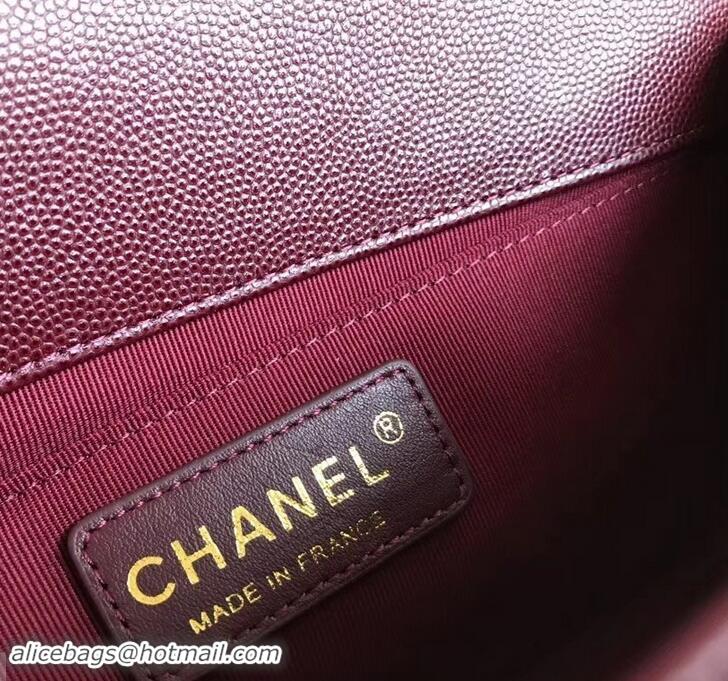 Classic Practical Chanel Caviar Leather Boy Flap Medium Bag AP03622 Burgundy 2019