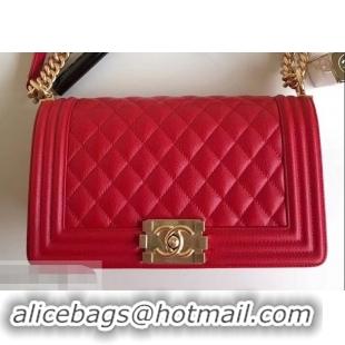 Sumptuous Chanel Caviar Leather Boy Flap Medium Bag AP03622 Red 2019