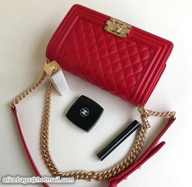 Sumptuous Chanel Caviar Leather Boy Flap Medium Bag AP03622 Red 2019