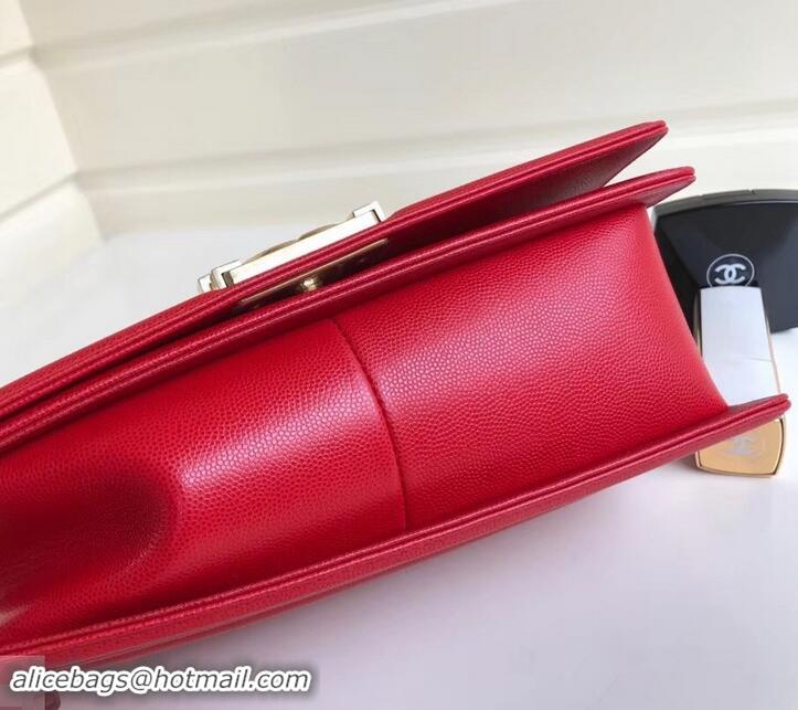 Sumptuous Chanel Caviar Leather Boy Flap Medium Bag AP03622 Red 2019