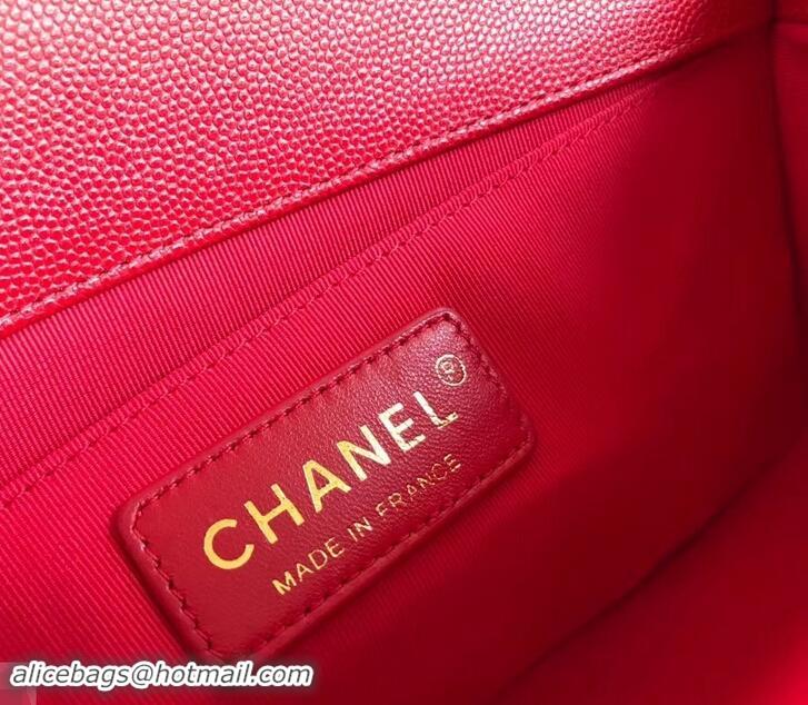 Sumptuous Chanel Caviar Leather Boy Flap Medium Bag AP03622 Red 2019