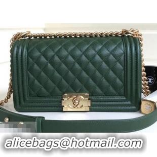 Top Grade Chanel Caviar Leather Boy Flap Medium Bag AP03622 Green 2019