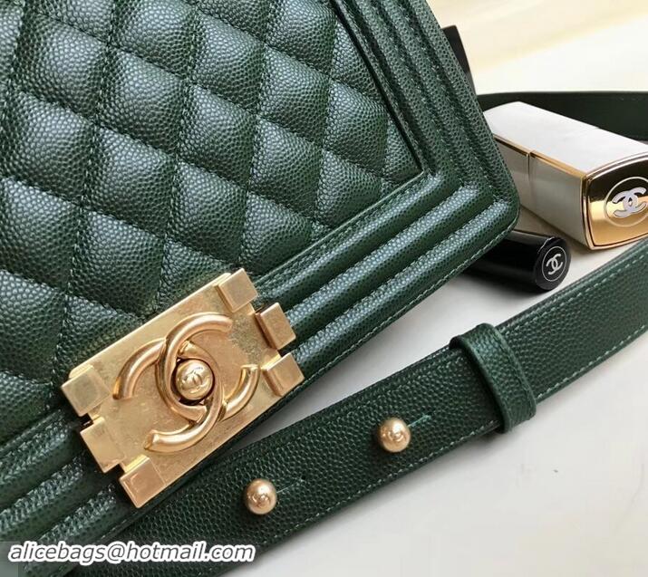 Top Grade Chanel Caviar Leather Boy Flap Medium Bag AP03622 Green 2019