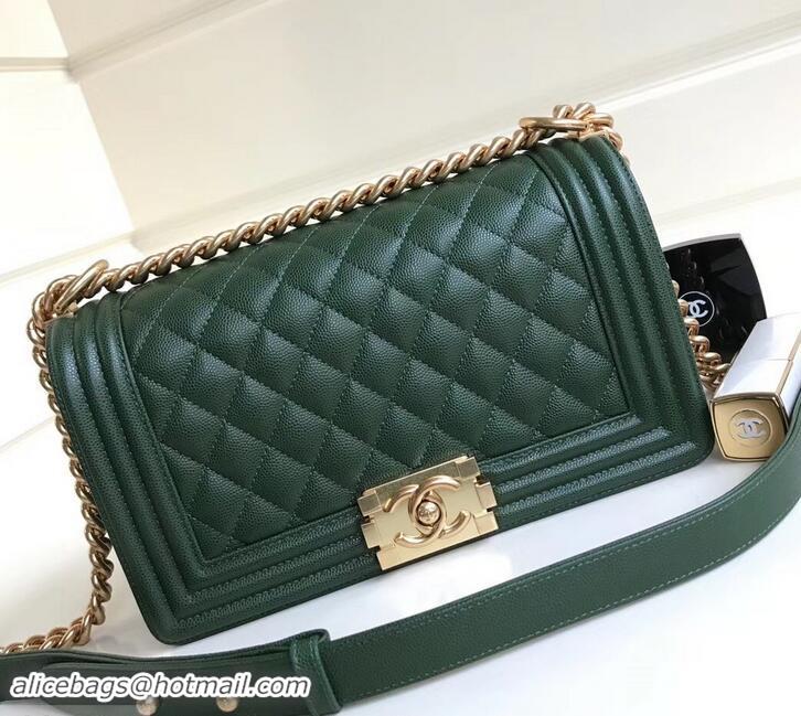 Top Grade Chanel Caviar Leather Boy Flap Medium Bag AP03622 Green 2019