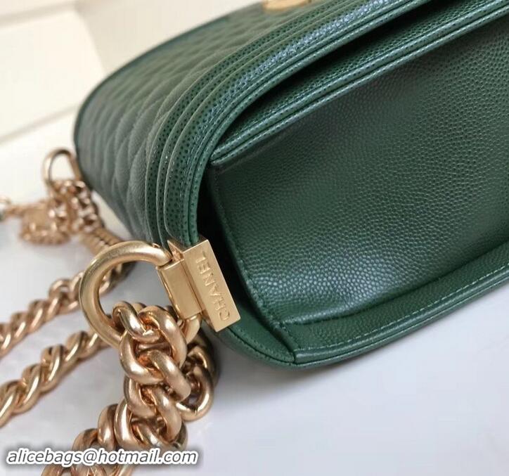 Top Grade Chanel Caviar Leather Boy Flap Medium Bag AP03622 Green 2019