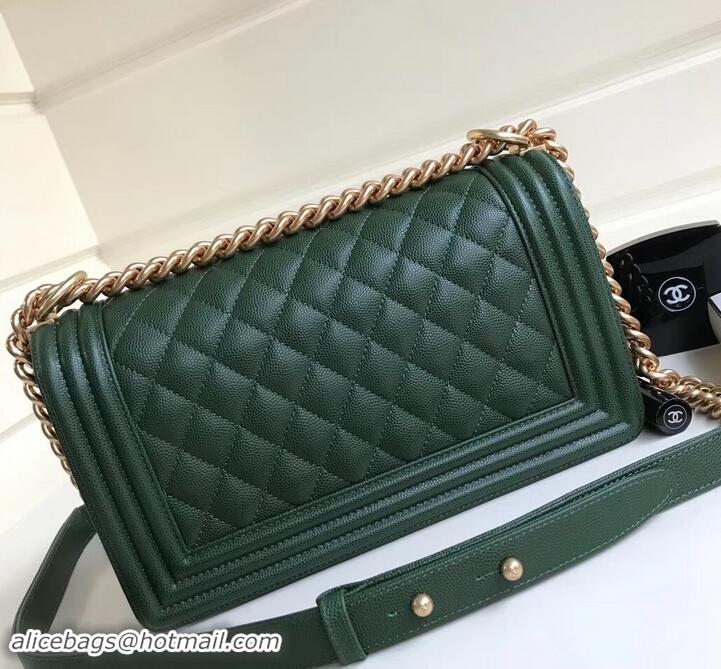 Top Grade Chanel Caviar Leather Boy Flap Medium Bag AP03622 Green 2019