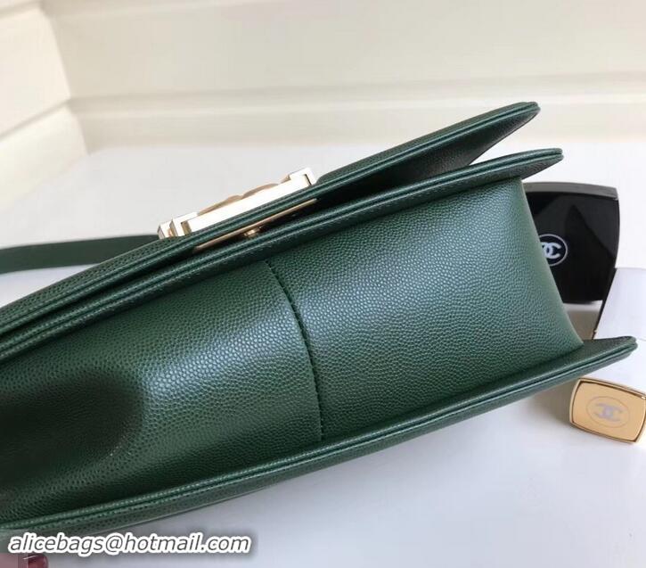 Top Grade Chanel Caviar Leather Boy Flap Medium Bag AP03622 Green 2019