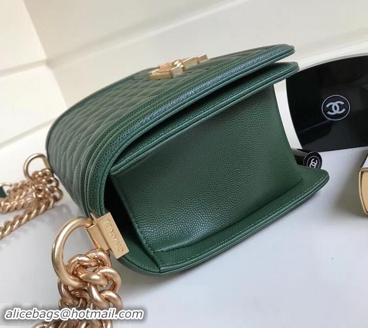 Top Grade Chanel Caviar Leather Boy Flap Medium Bag AP03622 Green 2019