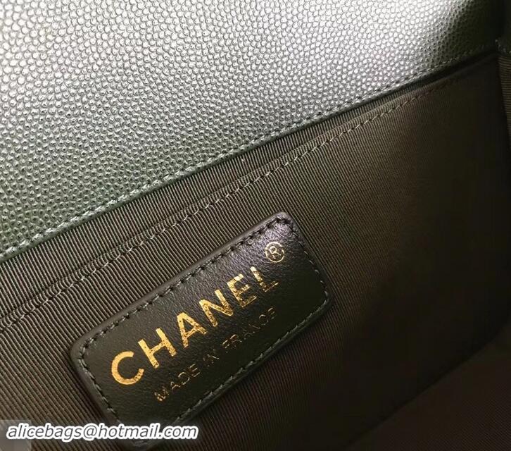 Top Grade Chanel Caviar Leather Boy Flap Medium Bag AP03622 Green 2019