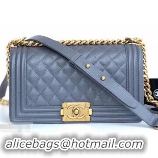 Best Product Chanel Caviar Leather Boy Flap Medium Bag AP03622 Gray 2019