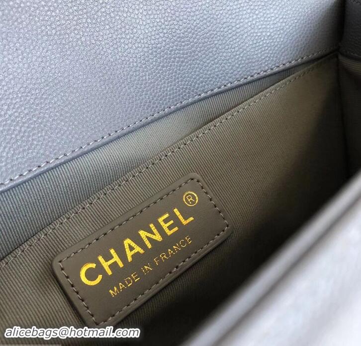 Best Product Chanel Caviar Leather Boy Flap Medium Bag AP03622 Gray 2019