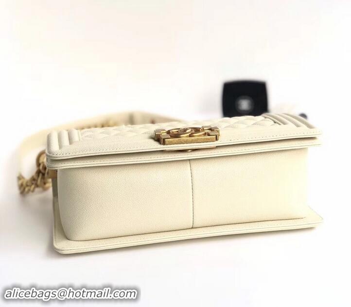 Most Popular Chanel Caviar Leather Boy Flap Medium Bag AP03622 Creamy 2019