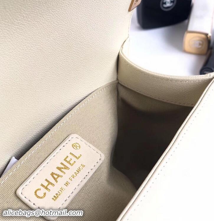 Most Popular Chanel Caviar Leather Boy Flap Medium Bag AP03622 Creamy 2019