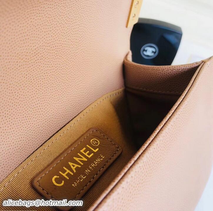 Crafted Chanel Caviar Leather Boy Flap Medium Bag AP03622 Caramel 2019