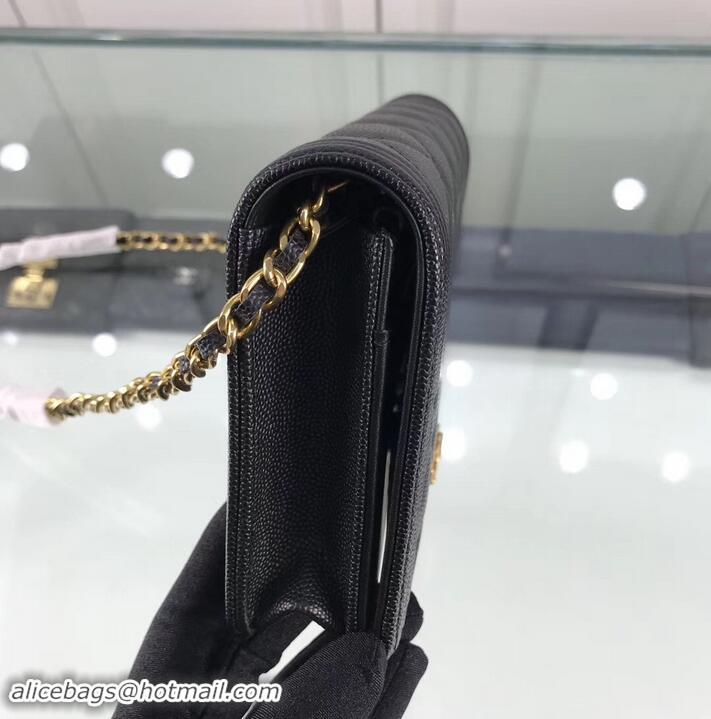 Discount Chanel Caviar Leather Boy Wallet On Chain WOC Bag A80387 Black/Gold