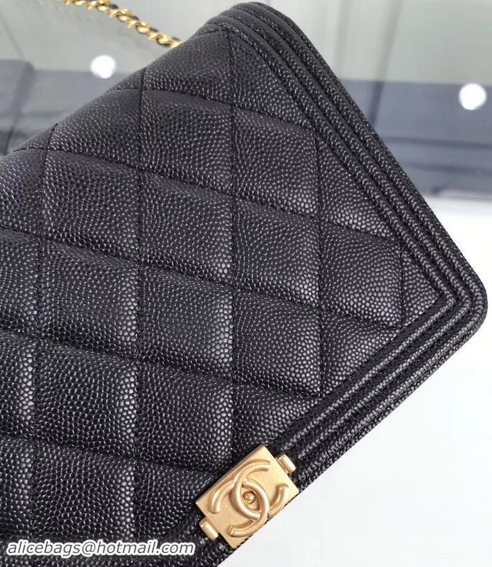 Discount Chanel Caviar Leather Boy Wallet On Chain WOC Bag A80387 Black/Gold