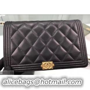 Top Quality Chanel Lambskin Boy Wallet On Chain WOC Bag A80387 Black/Gold