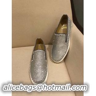 New Arrivals CHRISTIAN LOUBOUTIN Pik Boat glitter leather sneakers CL1025