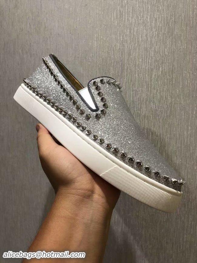 New Arrivals CHRISTIAN LOUBOUTIN Pik Boat glitter leather sneakers CL1025