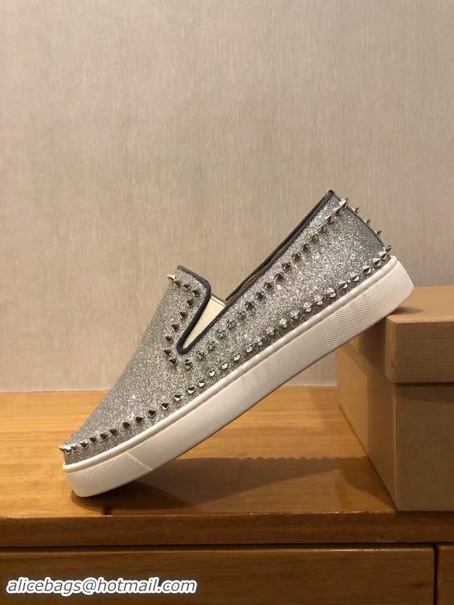 New Arrivals CHRISTIAN LOUBOUTIN Pik Boat glitter leather sneakers CL1025