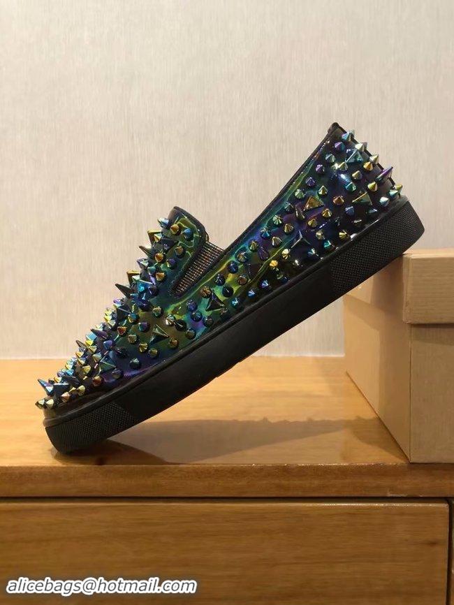 Discount Fashion CHRISTIAN LOUBOUTIN Pik Boat glitter leather sneakers CL1026