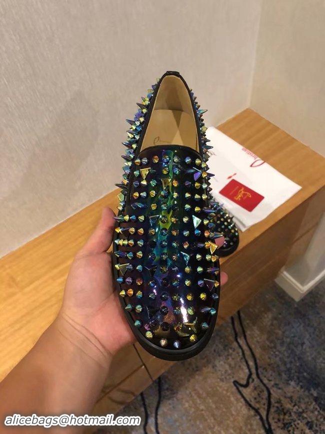 Discount Fashion CHRISTIAN LOUBOUTIN Pik Boat glitter leather sneakers CL1026