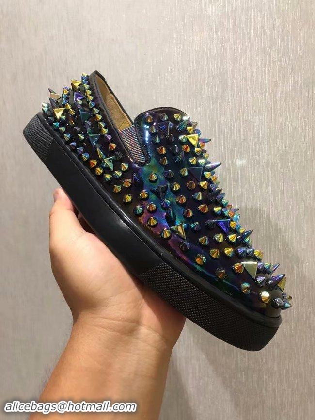 Discount Fashion CHRISTIAN LOUBOUTIN Pik Boat glitter leather sneakers CL1026