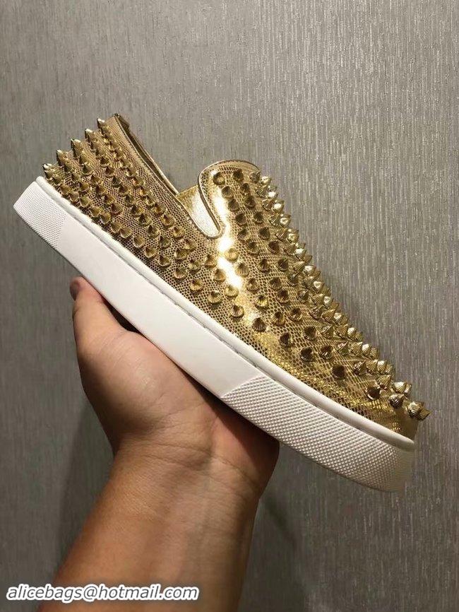 Free Shipping CHRISTIAN LOUBOUTIN Pik Boat glitter leather sneakers CL1027