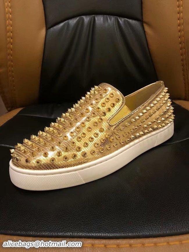 Free Shipping CHRISTIAN LOUBOUTIN Pik Boat glitter leather sneakers CL1027