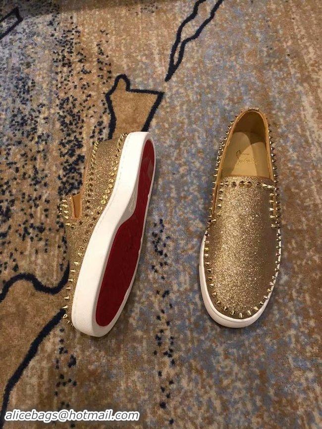 Latest Style CHRISTIAN LOUBOUTIN Pik Boat glitter leather sneakers CL1029