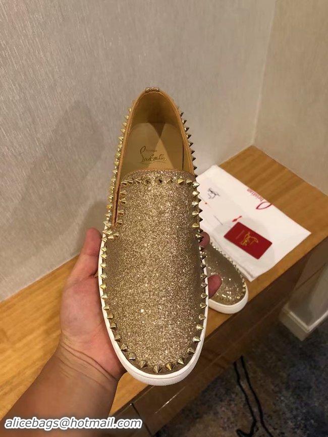 Latest Style CHRISTIAN LOUBOUTIN Pik Boat glitter leather sneakers CL1029