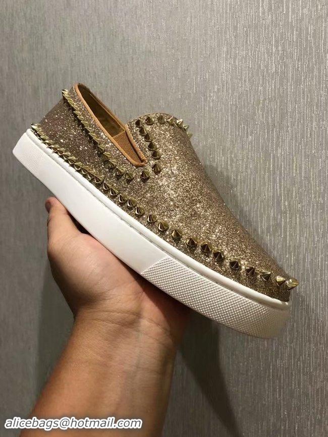 Latest Style CHRISTIAN LOUBOUTIN Pik Boat glitter leather sneakers CL1029