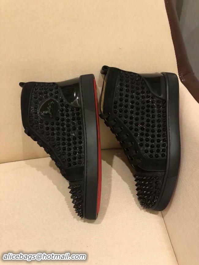 High Quality CHRISTIAN LOUBOUTIN Pik Boat glitter leather sneakers CL1039