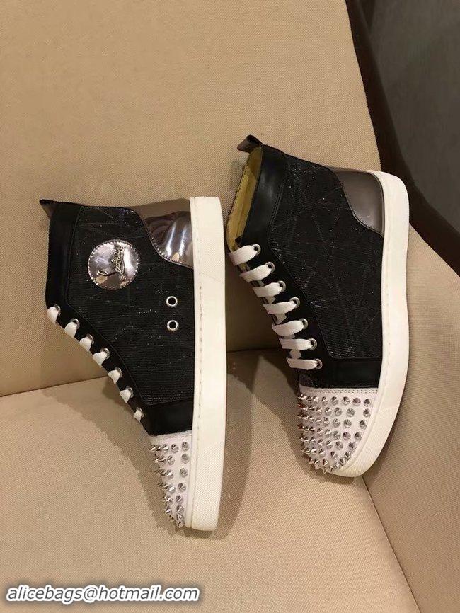 Buy Cheap CHRISTIAN LOUBOUTIN Pik Boat glitter leather sneakers CL1043
