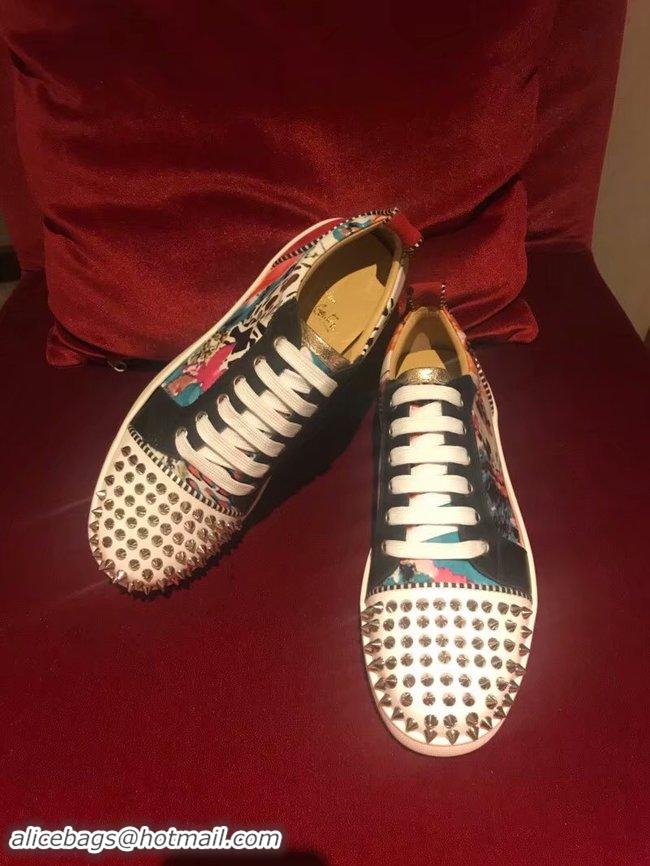 Cheap Luxury CHRISTIAN LOUBOUTIN Pik Boat glitter leather sneakers CL1047