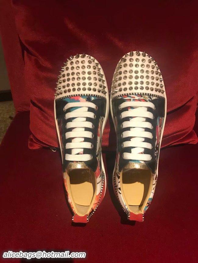 Cheap Luxury CHRISTIAN LOUBOUTIN Pik Boat glitter leather sneakers CL1047