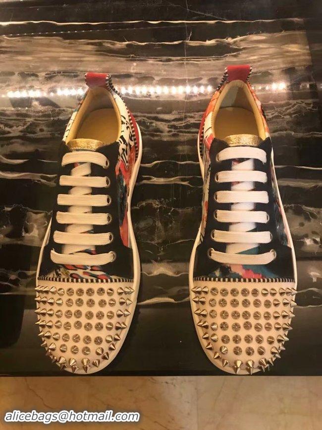 Cheap Luxury CHRISTIAN LOUBOUTIN Pik Boat glitter leather sneakers CL1047