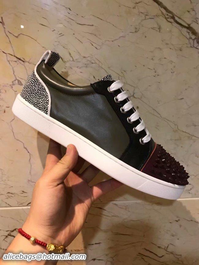 Top Quality CHRISTIAN LOUBOUTIN Pik Boat glitter leather sneakers CL1049