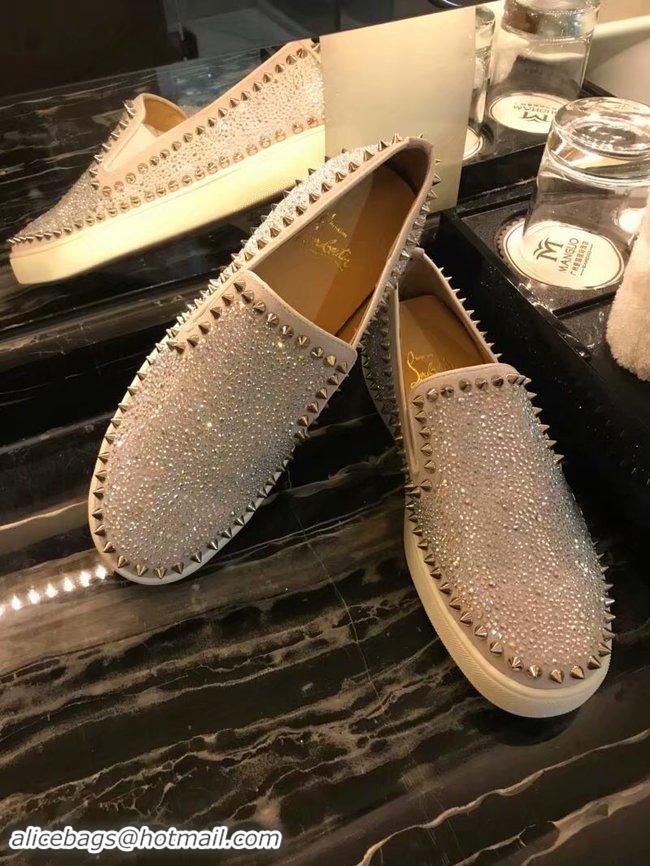 New Style CHRISTIAN LOUBOUTIN Pik Boat glitter leather sneakers CL1050