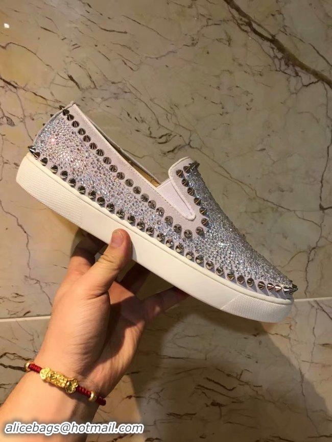 New Style CHRISTIAN LOUBOUTIN Pik Boat glitter leather sneakers CL1050